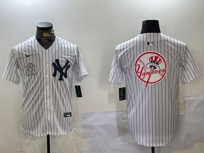 Men New York Yankees Blank White stripe Game 2024 Nike MLB Jersey style 10272->new york yankees->MLB Jersey